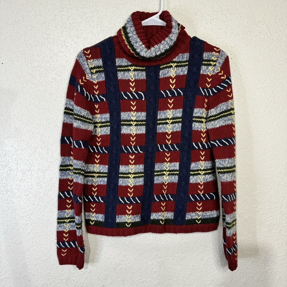 By Next Era Ramie Wool Blend Sweater Boys Size M Blue Red Striped Loose Knit